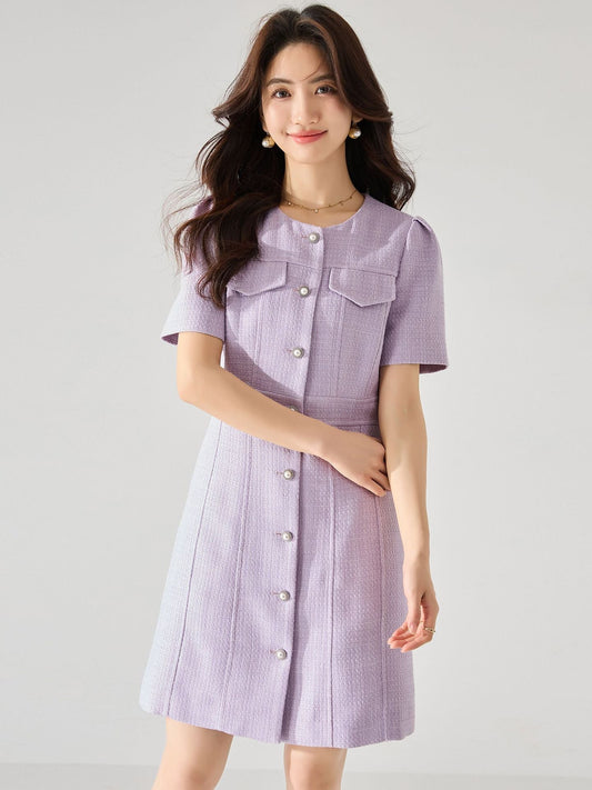 韓国ファッション SELCA-ラベンダーミニワンピース-2024ss-128-01