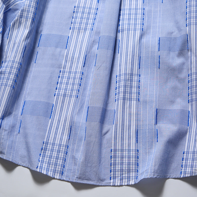 韓国ファッション SELCA-patchwork blue shirt-mselca2024ss-041-015