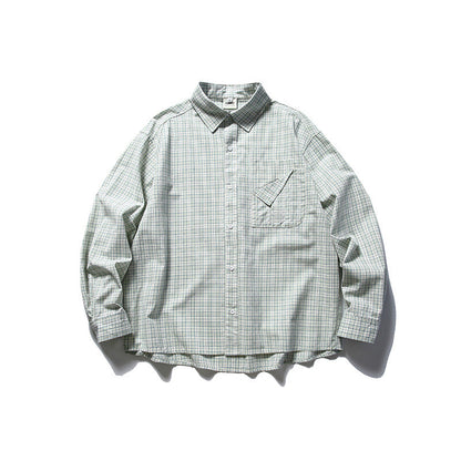 韓国ファッション SELCA-Triple line check casual shirt-mselca2024ss-033-05