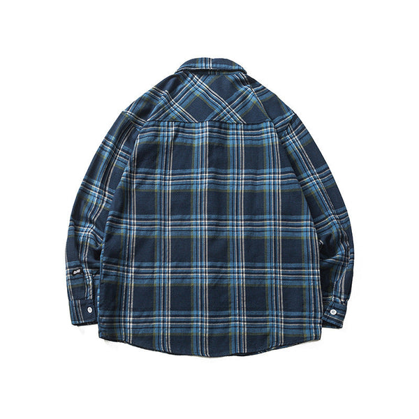 韓国ファッション SELCA-Loose plaid retro long sleeve shirt-mselca2024ss-022-05