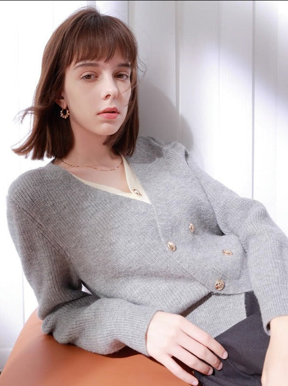 韓国ファッション SELCA-ダブルボタンカーディガン-2023aw-tp49-01