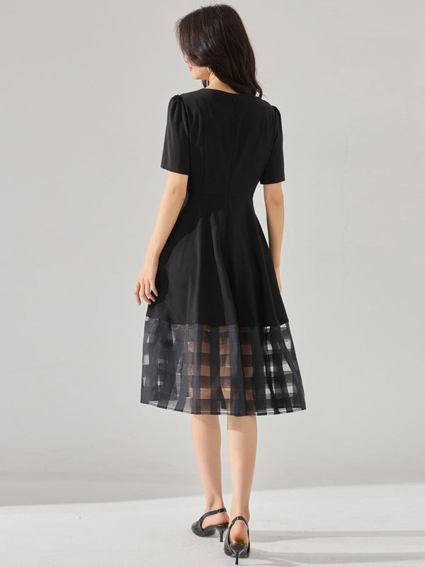 韓国ファッション SELCA-オーガンジーパッチワークドレス-2024ss-151-03