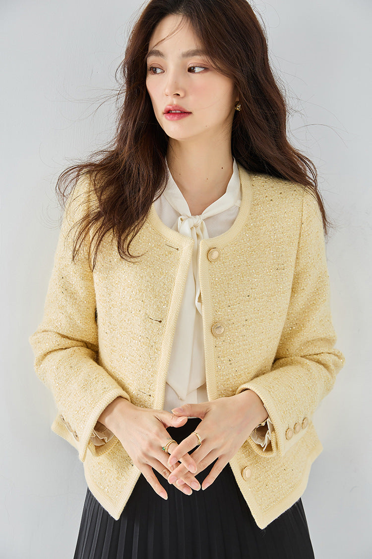 韓国ファッション SELCA-ファンシーツイードスパンコールショートジャケット-2024ss-ou17-08