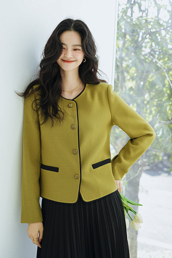 韓国ファッション SELCA-フレンチバイカラージャケット-2024ss-ou11-04