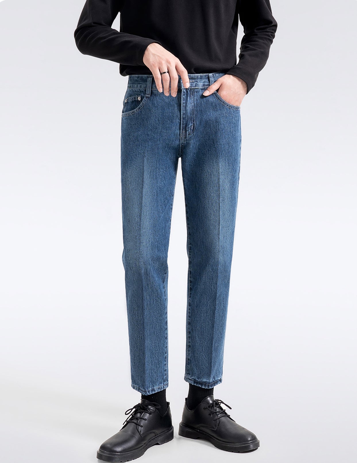 韓国ファッション SELCA-center pleat denim pants-2024ss-pt07-07