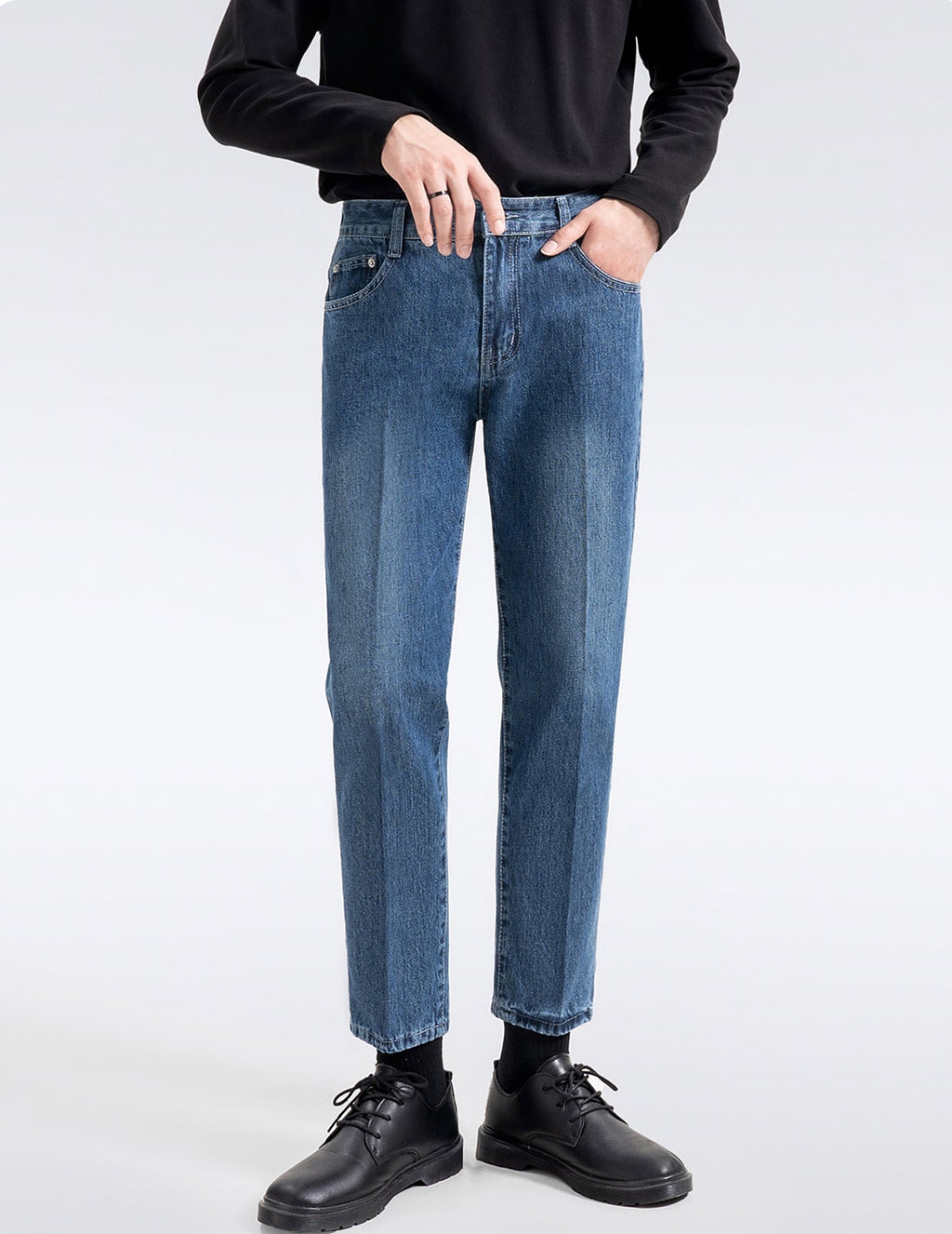 韓国ファッション SELCA-center pleat denim pants-2024ss-pt07-07