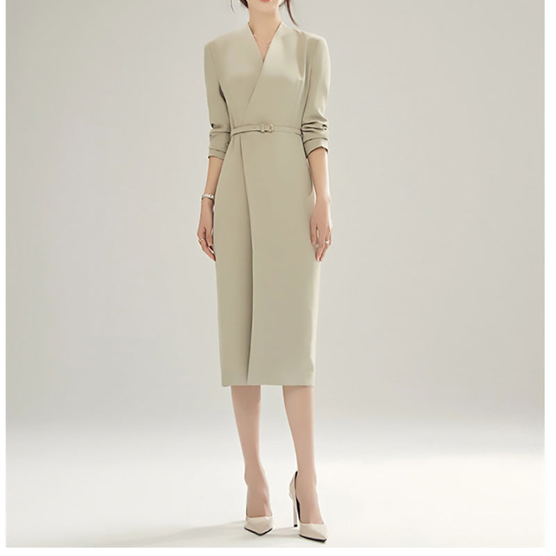 韓国ファッション SELCA-ノーカラーベルトワンピース-2023ss-op02-02