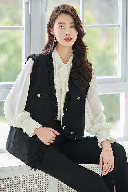 韓国ファッション SELCA-ブラックツイードジレ-2023aw-ot30-012