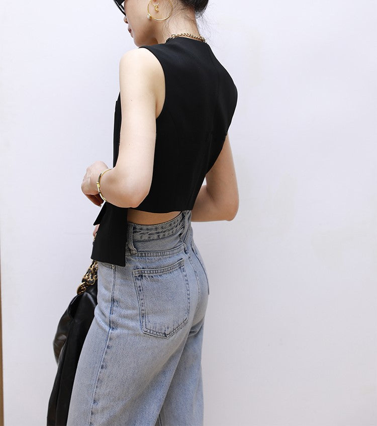 韓国ファッション SELCA-アシメジレセットアップ-2024ss-0068-02