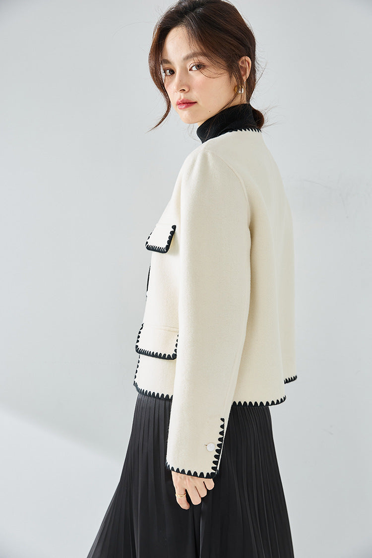 韓国ファッション SELCA-コントラストカラーウールショートジャケット-2024ss-ou28-010