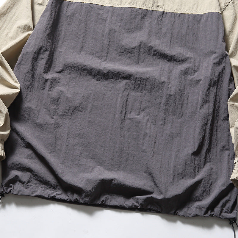 韓国ファッション SELCA-Patchwork Half Pocket Decoration Lapel Sweatshirt-mselca2024ss-091-018