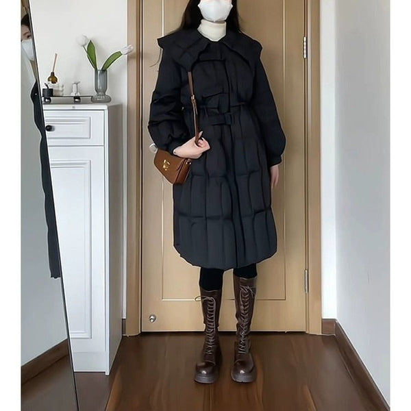 韓国ファッション SELCA-ベルト付きロングダウンコート-2023aw-ou41-04