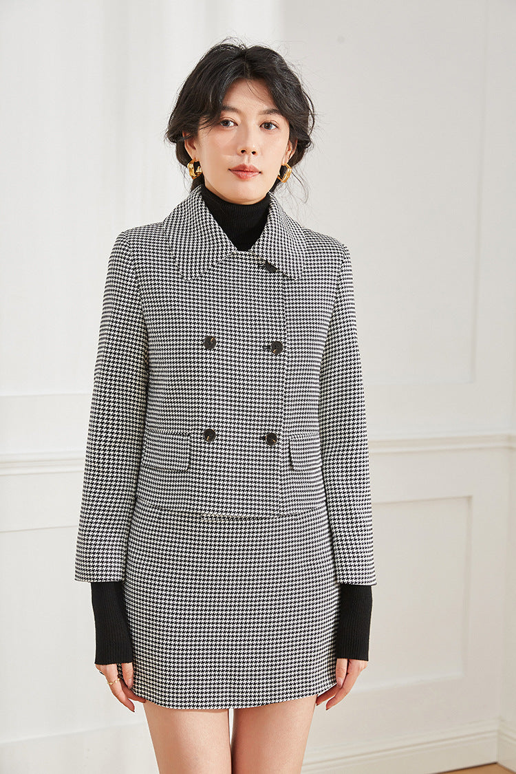韓国ファッション SELCA-千鳥柄モノトーンジャケット-2024ss-ou24-011