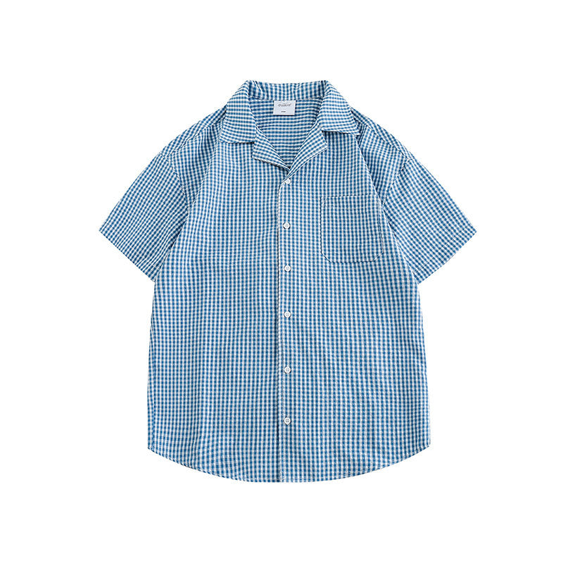 American retro check short sleeve shirt