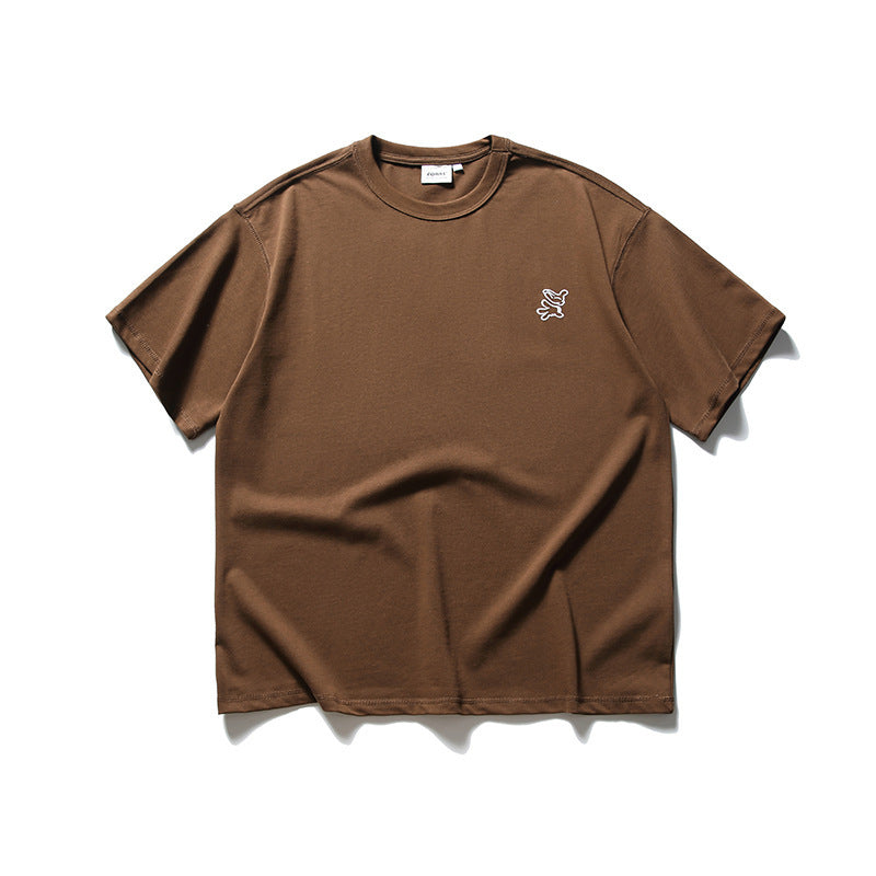 韓国ファッション SELCA-FORN3 2024夏新作和風プルオーバーTシャツトップメンズトレンドパーソナライズ刺繍プリントコットン半袖-mselca2024ss-0132-01