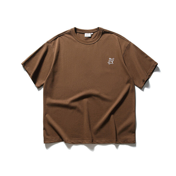 韓国ファッション SELCA-FORN3 2024夏新作和風プルオーバーTシャツトップメンズトレンドパーソナライズ刺繍プリントコットン半袖-mselca2024ss-0132-01
