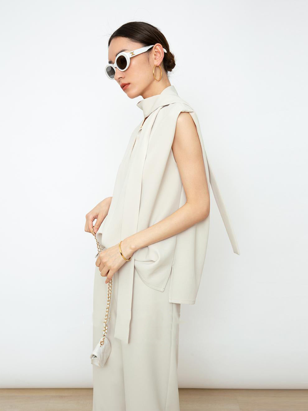 韓国ファッション SELCA-ショルダーリボンパンツスタイルセットアップ-2024ss-0062-010