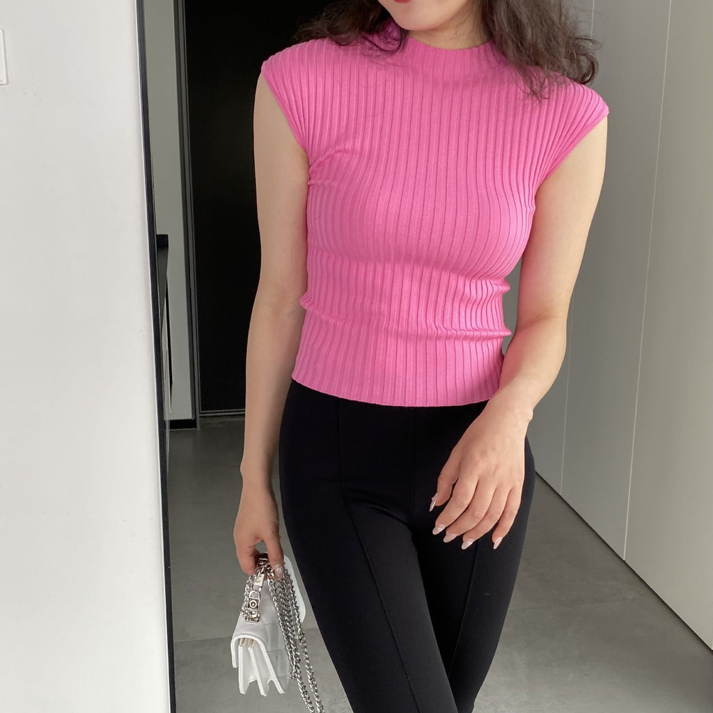 韓国ファッション SELCA-Jiapin Wool 14 ニードルビッグホール半袖サマーレディースラウンドネックスリムストリートバックドローストリング T シャツ C1005-2024ss-176-05