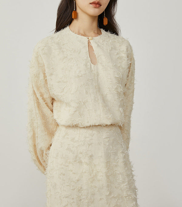 韓国ファッション SELCA-フェザーセットアップドレス-2024ss-0056-02