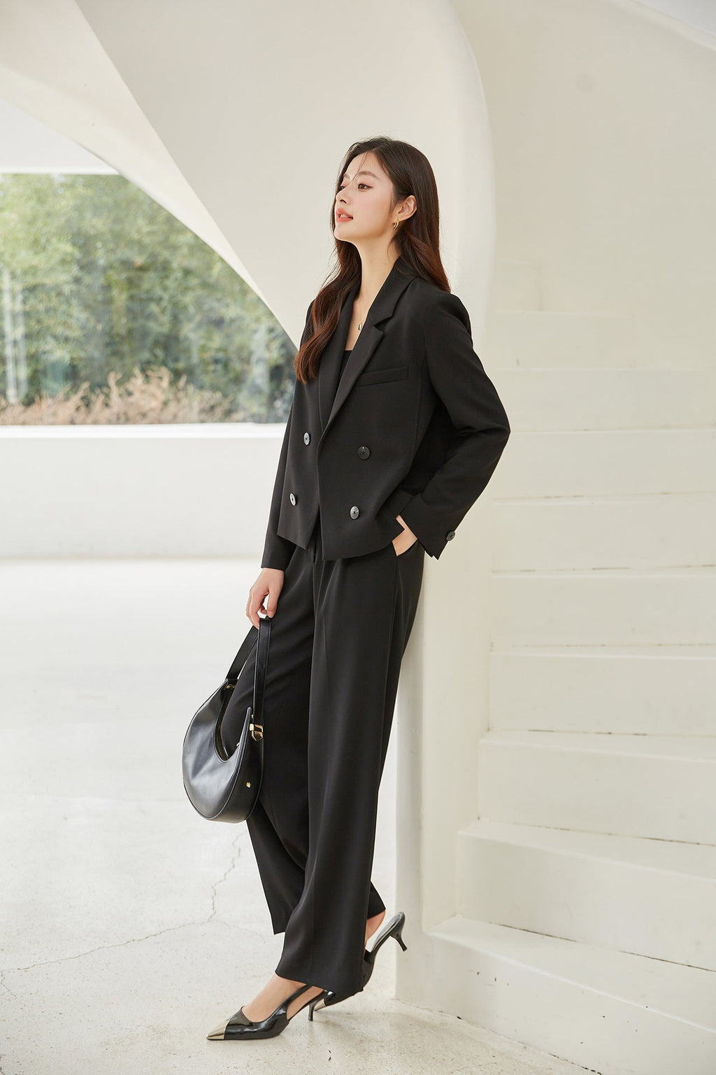 韓国ファッション SELCA-ストレートタックパンツ-2023aw-bt01-010