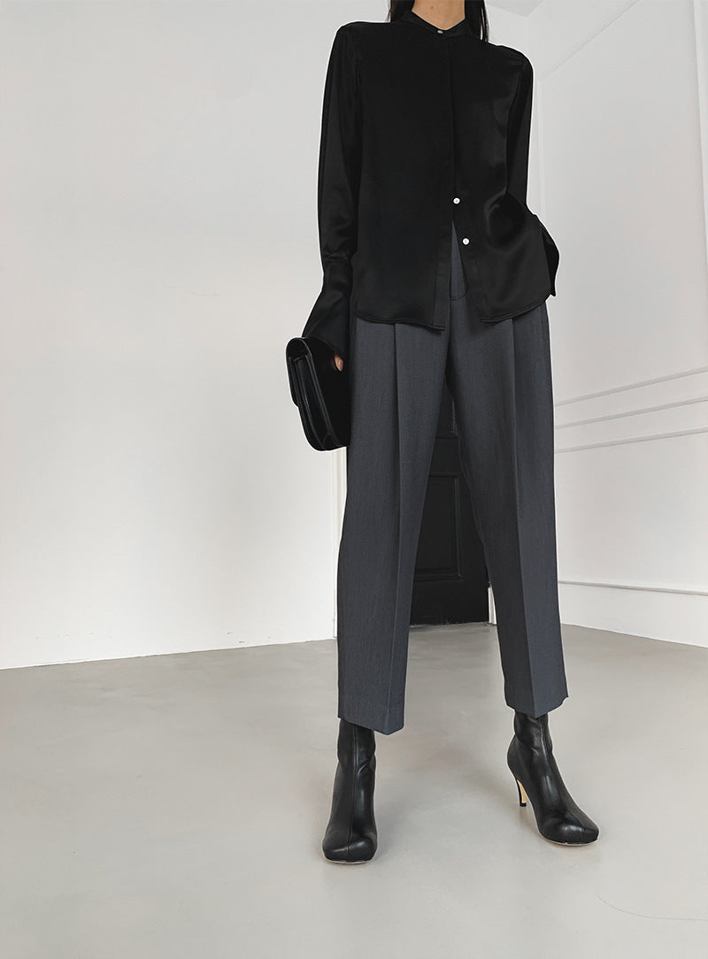 韓国ファッション SELCA-ノーカラーグレーセットアップ-2024ss-0017-041