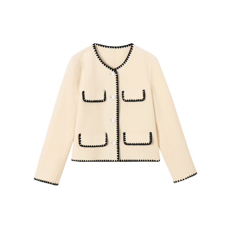 韓国ファッション SELCA-コントラストカラーウールショートジャケット-2024ss-ou28-020