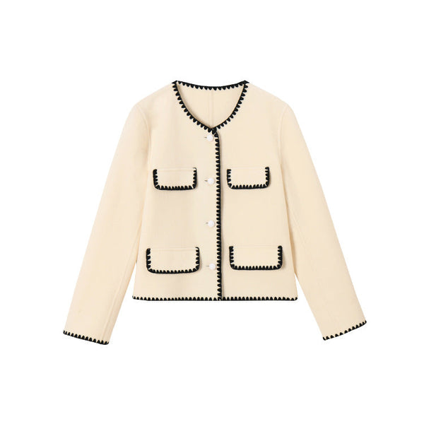 韓国ファッション SELCA-コントラストカラーウールショートジャケット-2024ss-ou28-020
