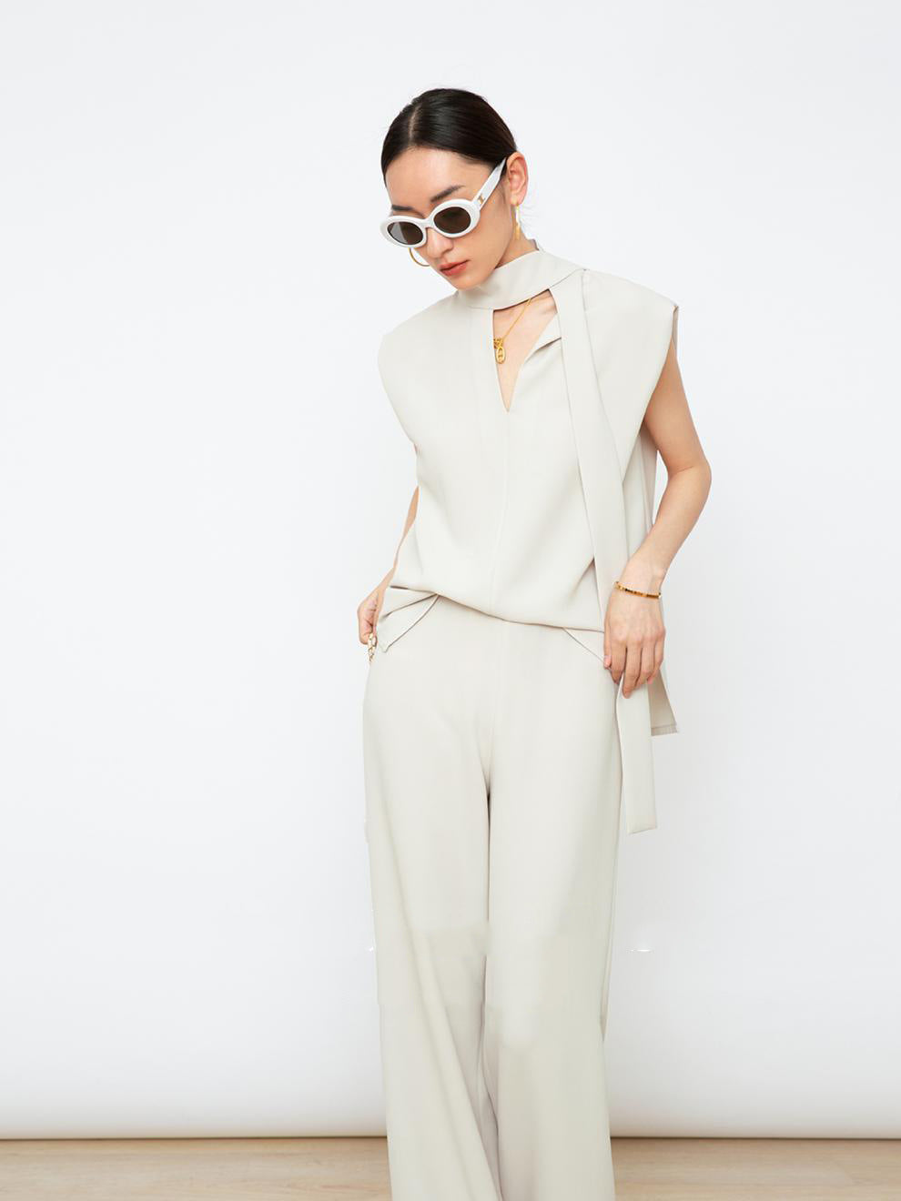 韓国ファッション SELCA-ショルダーリボンパンツスタイルセットアップ-2024ss-0062-09