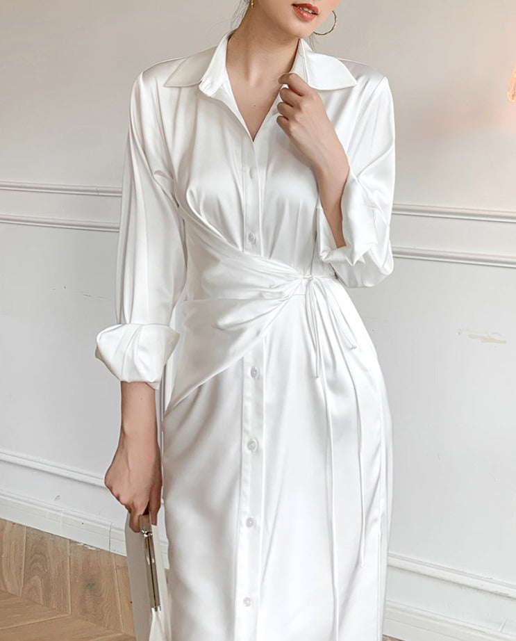 韓国ファッション SELCA-ウエストマークサテンワンピース-2023ss-op-05