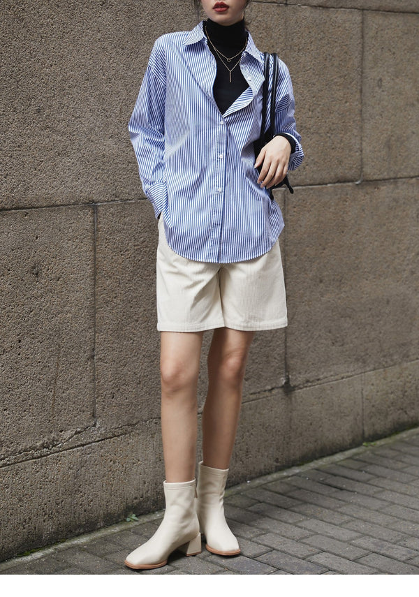 韓国ファッション SELCA-ブルーストライプシャツ-2024ss-0064-021