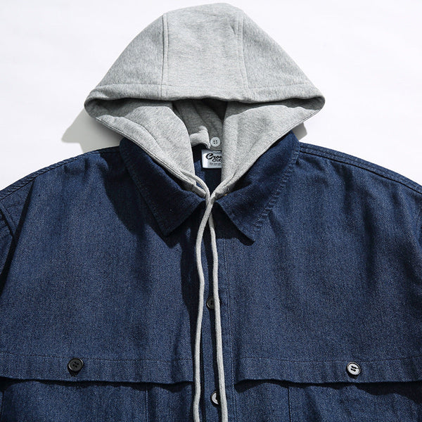 韓国ファッション SELCA-Different Materials Puffudi Parka Denim Jacket-mselca2024ss-037-04