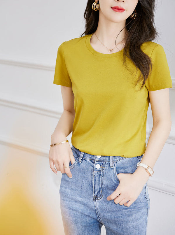 韓国ファッション SELCA-ラウンドネックTシャツ-2024ss-119-016