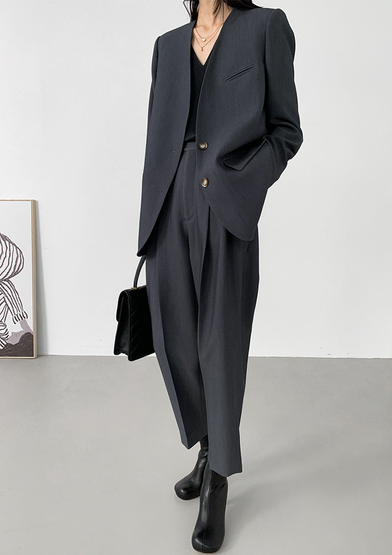 韓国ファッション SELCA-ノーカラーグレーセットアップ-2024ss-0017-020