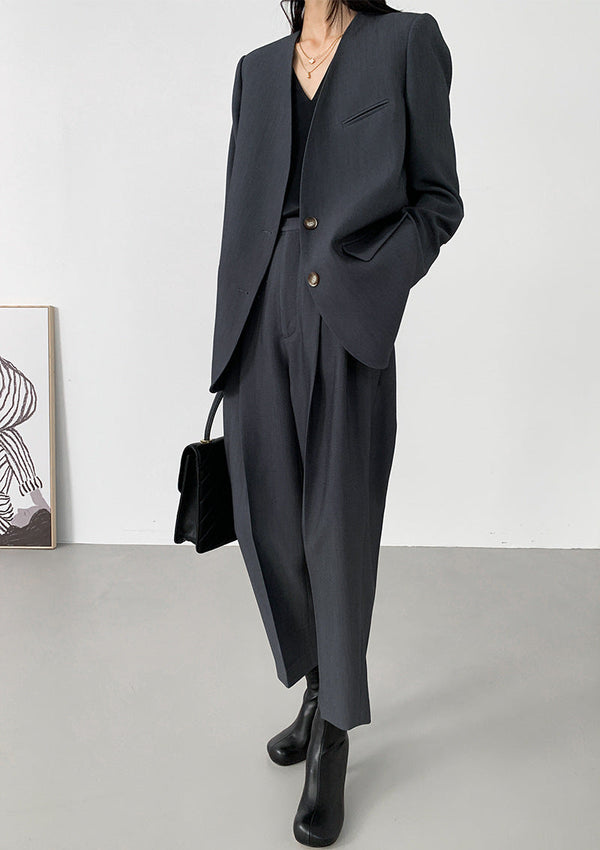 韓国ファッション SELCA-ノーカラーグレーセットアップ-2024ss-0017-020