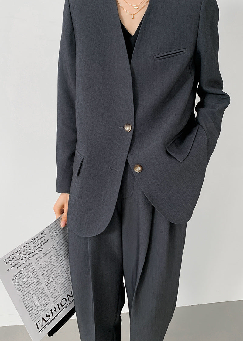 韓国ファッション SELCA-ノーカラーグレーセットアップ-2024ss-0017-038