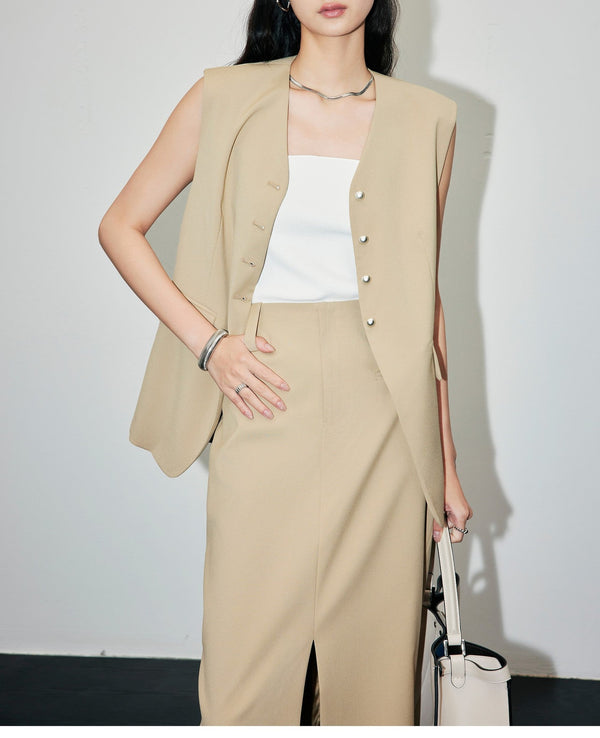韓国ファッション SELCA-Vネック ノースリーブスリーピース-2024ss-0019-015
