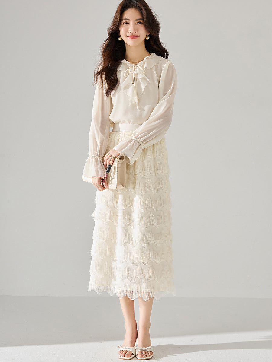 韓国ファッション SELCA-フェザーシルクフリンジスカート-2024ss-137-06