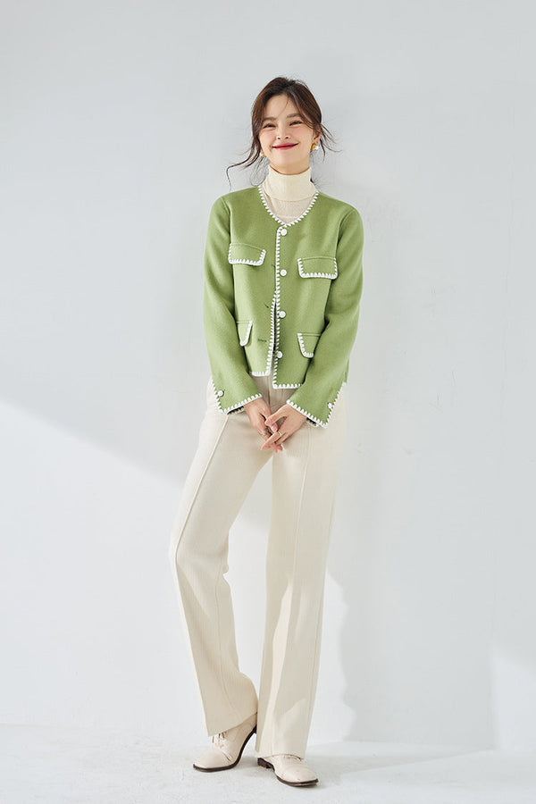 韓国ファッション SELCA-コントラストカラーウールショートジャケット-2024ss-ou28-019