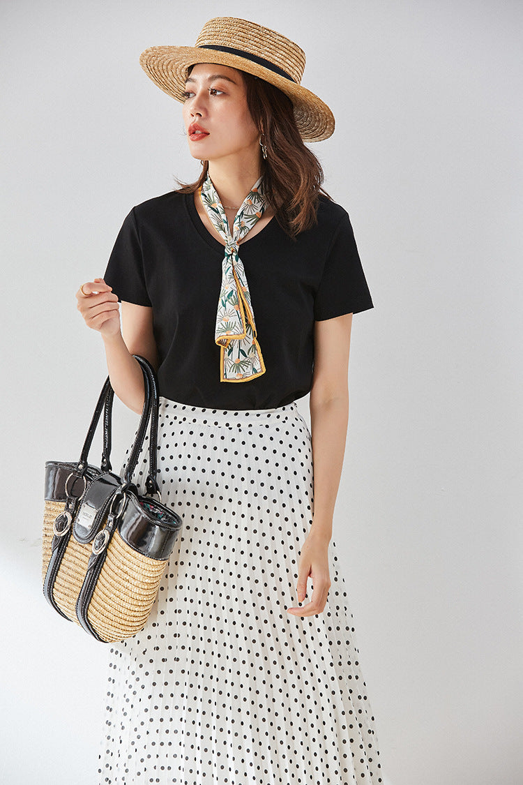 韓国ファッション SELCA-ラウンドネックTシャツ-2024ss-119-010