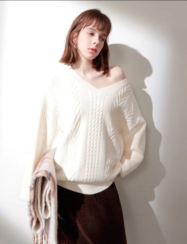 韓国ファッション SELCA-Vネックルーズニット-2024ss-tp08-1-02