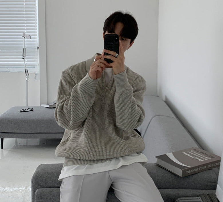 韓国ファッション SELCA-half zip knit-2024ss-tp03-015