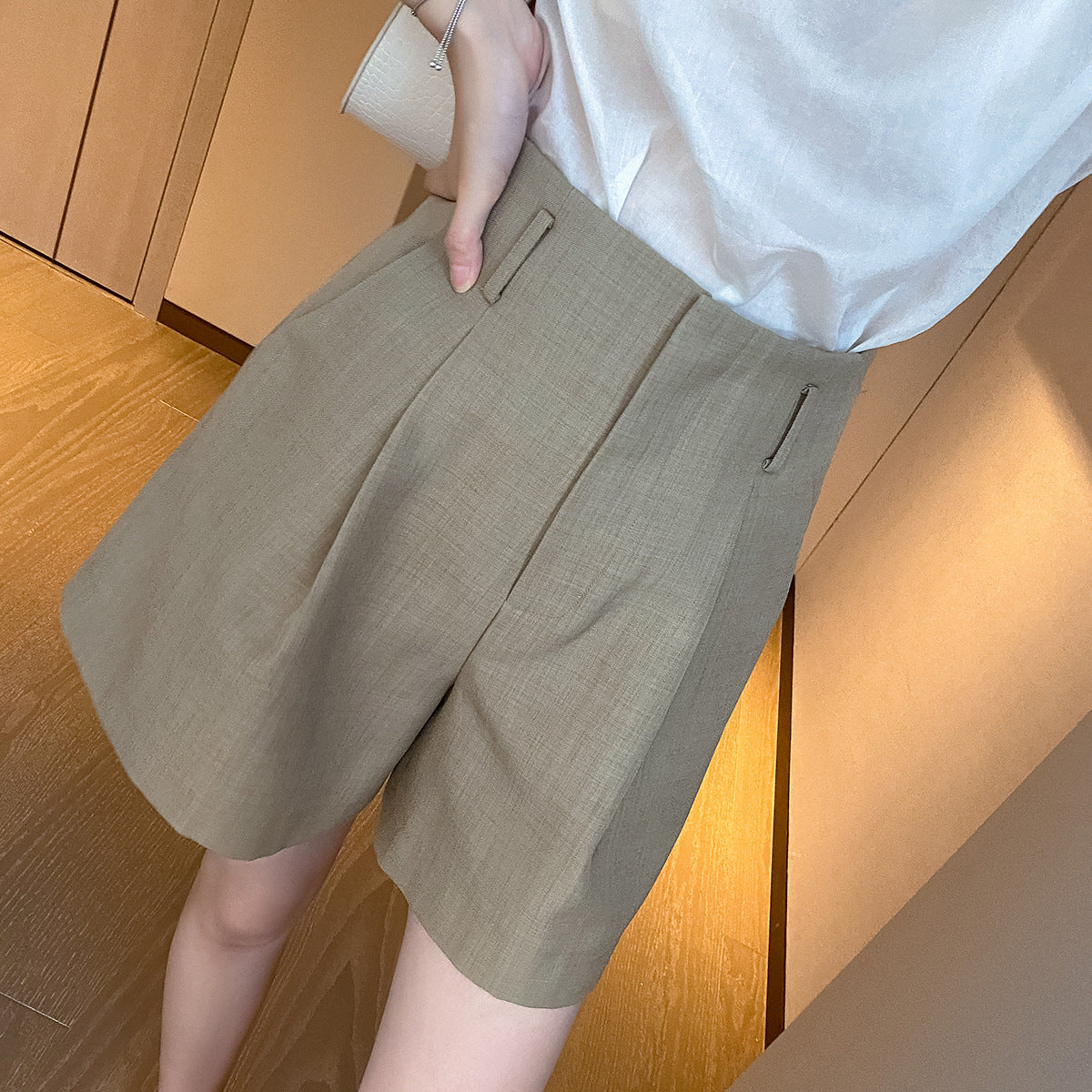 韓国ファッション SELCA-ハイウエストショートパンツ-2024ss-72-011