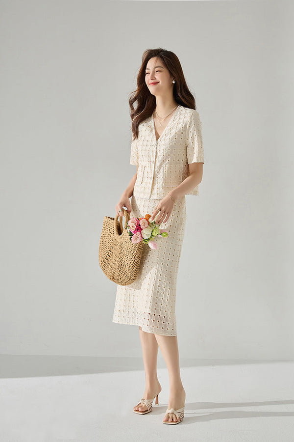 韓国ファッション SELCA-レースセットアップスーツ(スカート)-2024ss-194-010