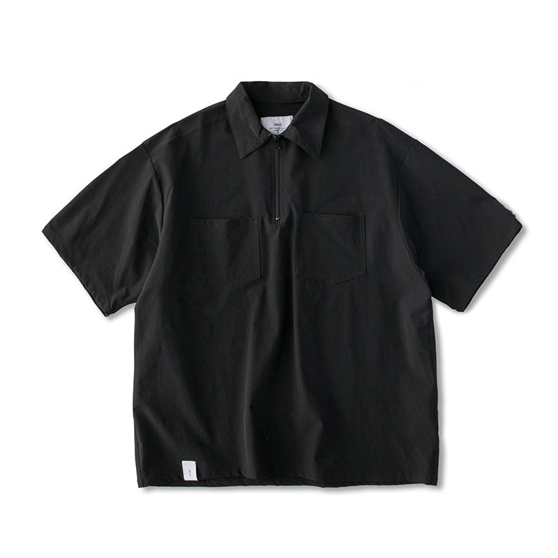 韓国ファッション SELCA-half zip double pocket shirt-mselca2024ss-097-02