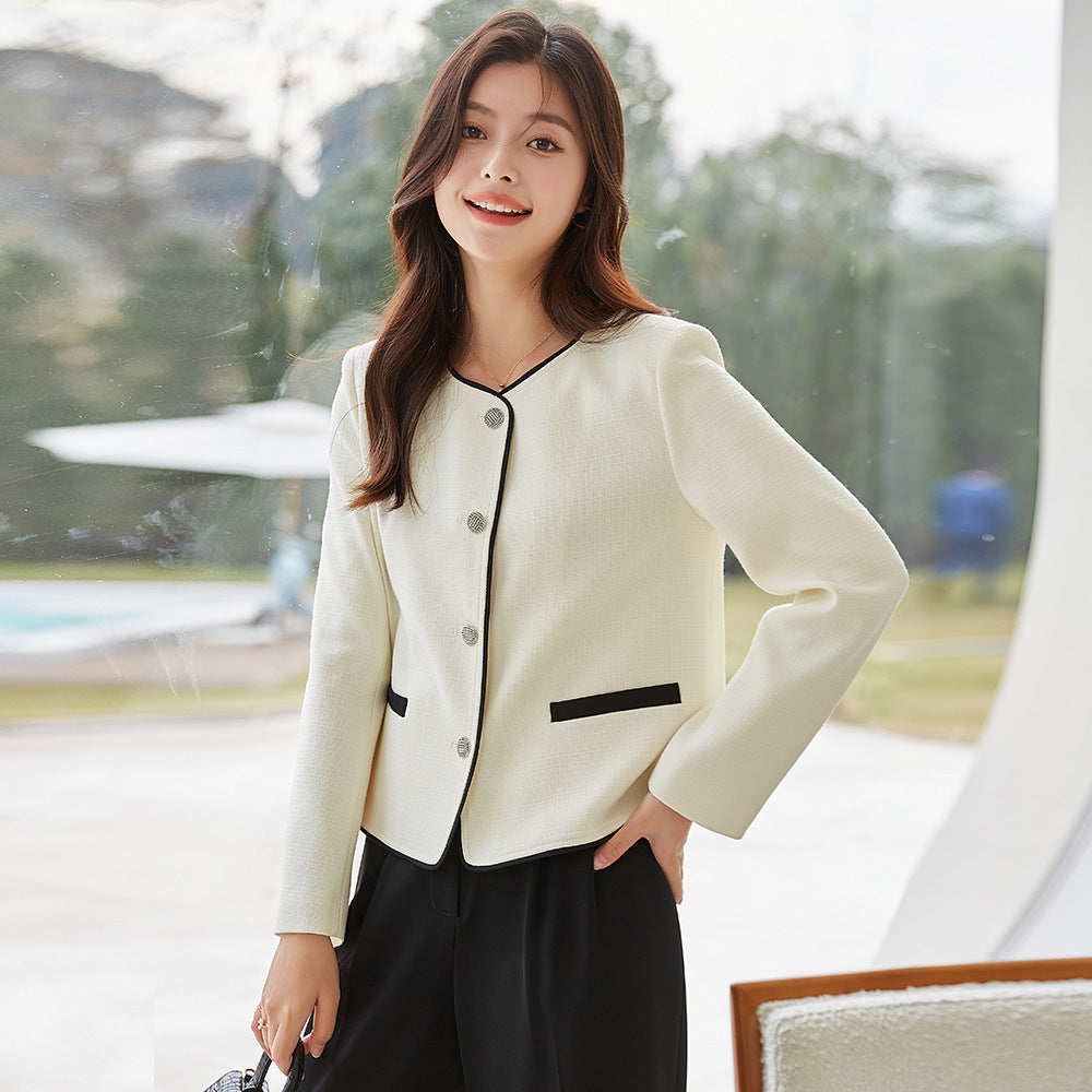 韓国ファッション SELCA-フレンチバイカラージャケット-2024ss-ou11-017