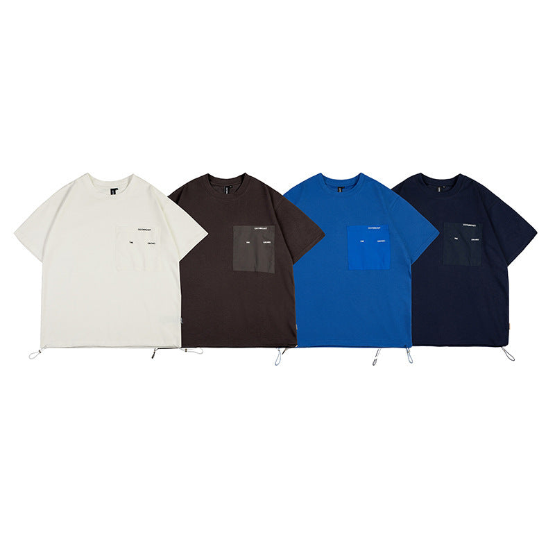 韓国ファッション SELCA-Forn3 2022夏新作メンズベースペディールバッグ丸襟tシャツ日潮レトロ装飾ループ半袖-mselca2024ss-0135-03