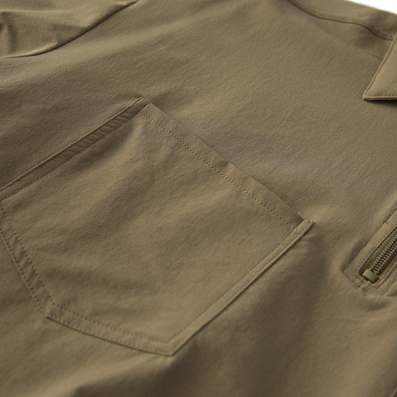 韓国ファッション SELCA-half zip double pocket shirt-mselca2024ss-097-013