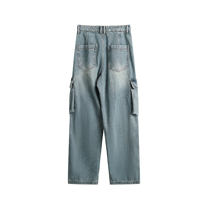 韓国ファッション SELCA-Washed jeans men's 3D pocket decoration straight length pants-mselca2024ss-019-02