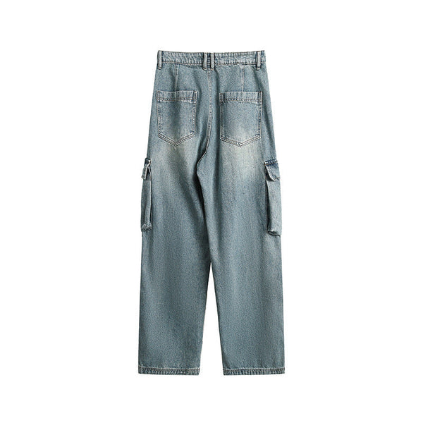 韓国ファッション SELCA-Washed jeans men's 3D pocket decoration straight length pants-mselca2024ss-019-02