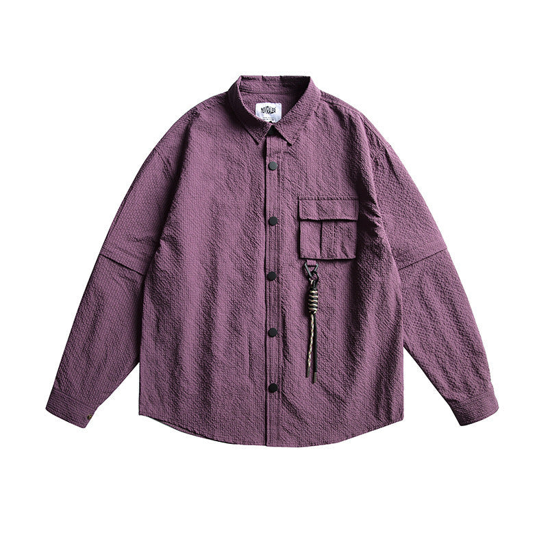 韓国ファッション SELCA-Nylon waterproof detachable sleeve shirt shirt-mselca2024ss-080-03